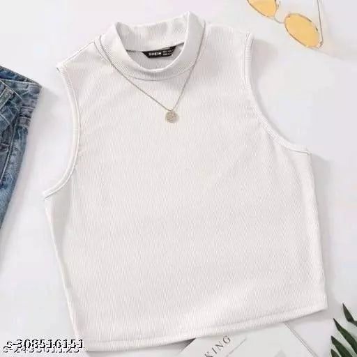 Women  Ribbed White Modal-Blend Top