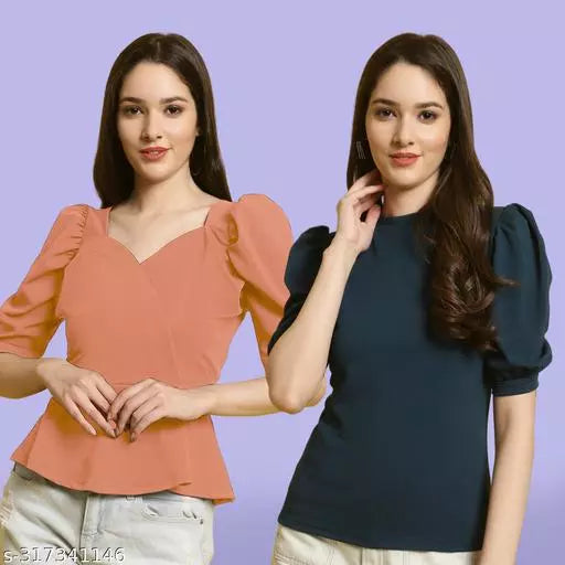 Clasic Casual Fashion Forward Women's Top - Pack of 2