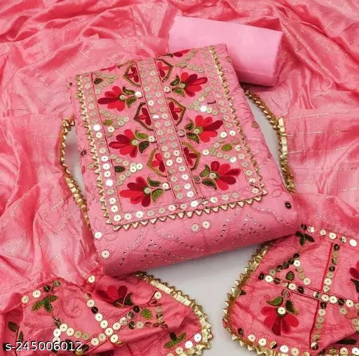 New Arrivals Party Wear Fancy Womens Chanderi Cotton Unstiched Salwar Suit And Dress Materials