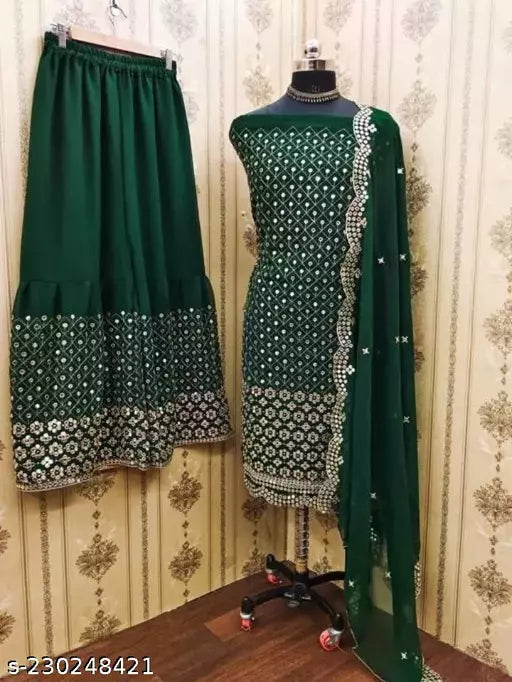 Aagyeyi Sensational Salwar Suits & Dress Materials Georgette 9mm Heavy sequence Work Wear Suit Like Party Wear Garara suit
