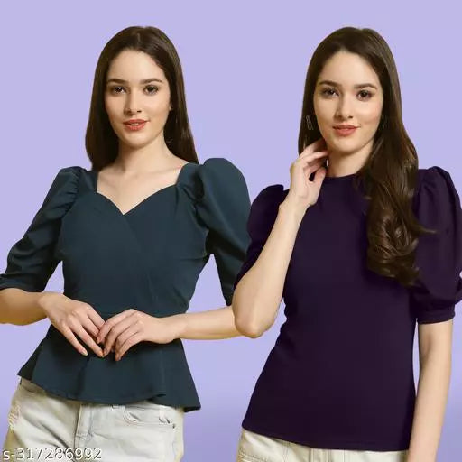 Clasic Casual Fashion Forward Women's Top - Pack of 2