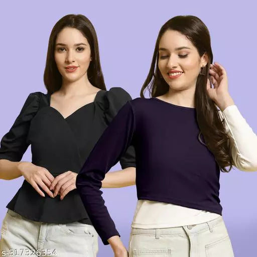 Clasic Casual Fashion Forward Women's Top - Pack of 2