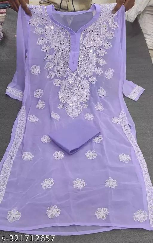 MIRROR CHIKANKARI KURTI WITH INNER