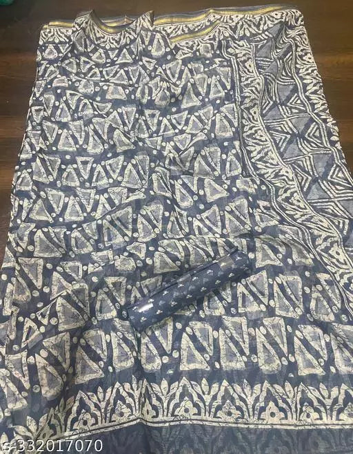 TRIO PRINTED COTTON BLENDED SAREE