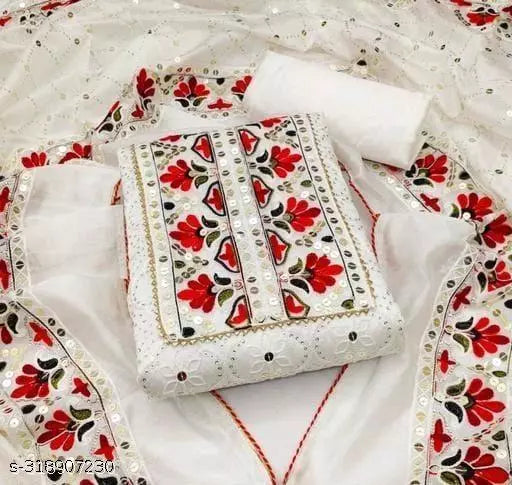 Unstiched Chanderi Cotton Patiala Multiwork Sequence Work Plus Embroidered Work Salwar Suits & Dress Materials