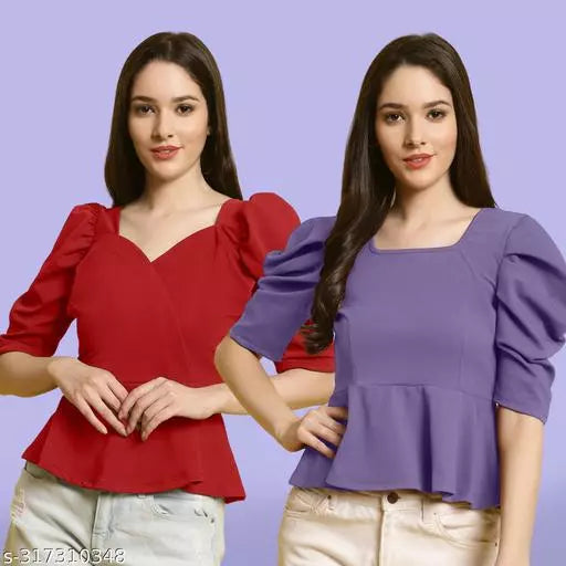 Clasic Casual Fashion Forward Women's Top - Pack of 2