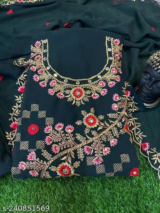 New Fancy Georgette Top Trending Suit Party Wear Unstiched Salwar Suit And Dress Materials