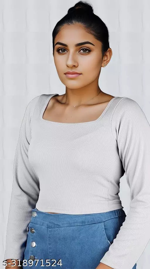 Women's Solid Cotton Rib Knit Crop Tank Top