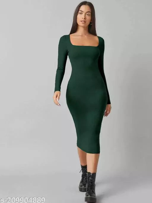 Womens Western Midi Green Dress