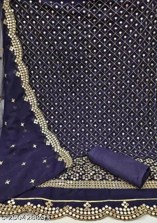 Aagyeyi Sensational Salwar Suits & Dress Materials Georgette 9mm Heavy sequence Work Wear Suit Like Party Wear Garara suit Blue2 Colour