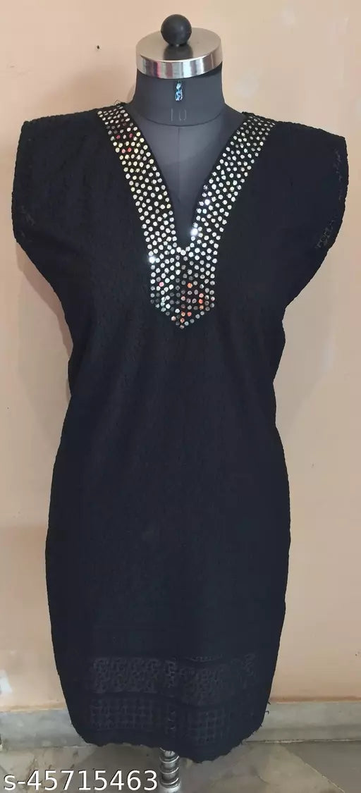 Women Pure Cotton Embroidery Lucknow Chikan Kurti