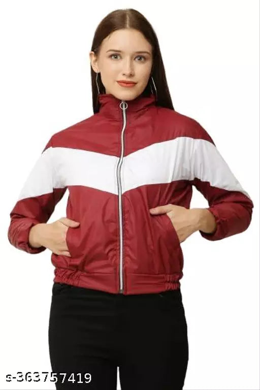 Womens striped sleeve bomber jacket