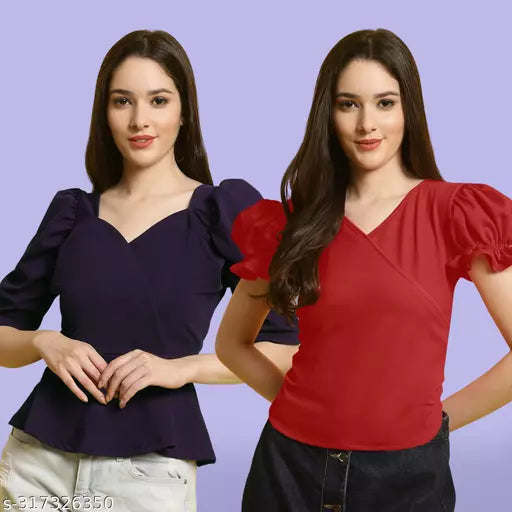Clasic Casual Fashion Forward Women's Top - Pack of 2
