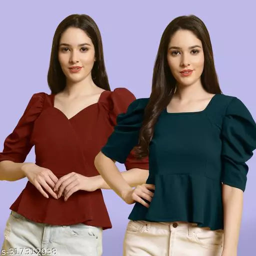 Clasic Casual Fashion Forward Women's Top - Pack of 2