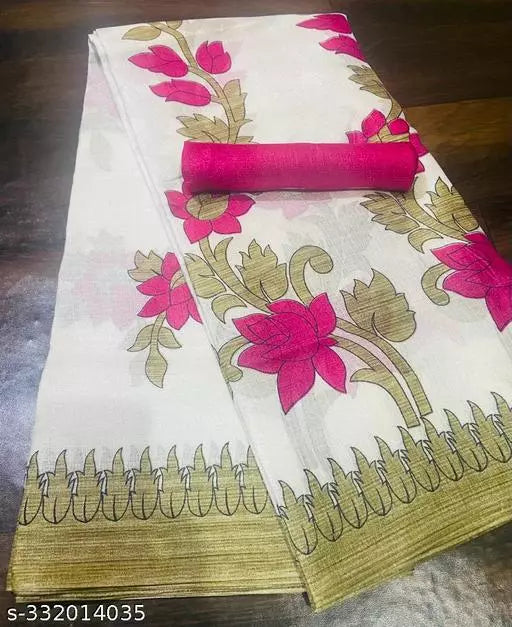 LIGHT WEIGHT FLORAL PRINTED KHADI SILK BLENDED SAREE