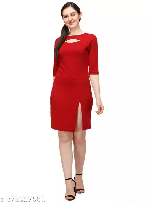 Bodycon Maroon Black Dresses For Woman