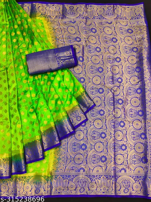 Morpich Fashion  Nylon Banarasi Silk Same Border Saree