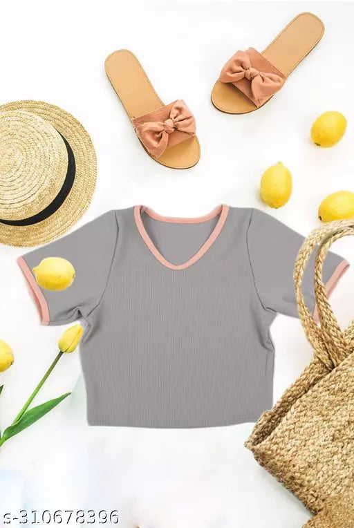 Women's Solid Cotton Rib Knit Crop Tank Top