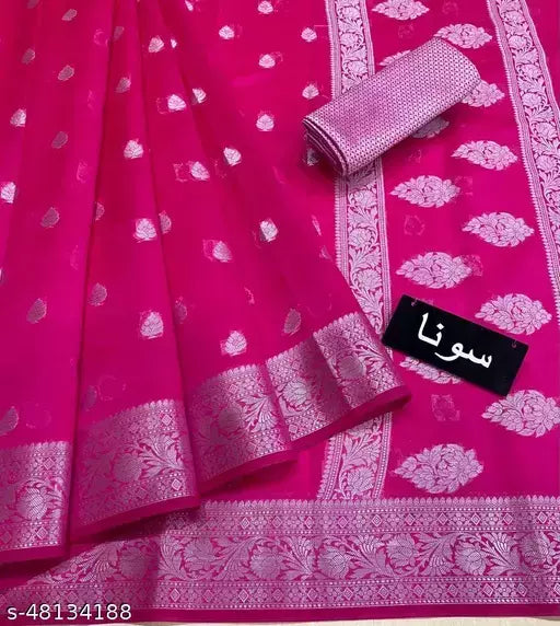 WOVEN BANARASI SILVER RUPA BOOTI SAREE