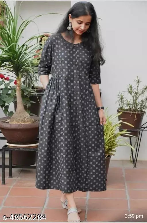 Women Cotton Gather Kurti - Casual wear kurti