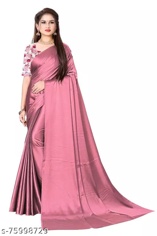 SARTIN SAREE WITH DIGITAL BLOUSE (UNSTITCHED)