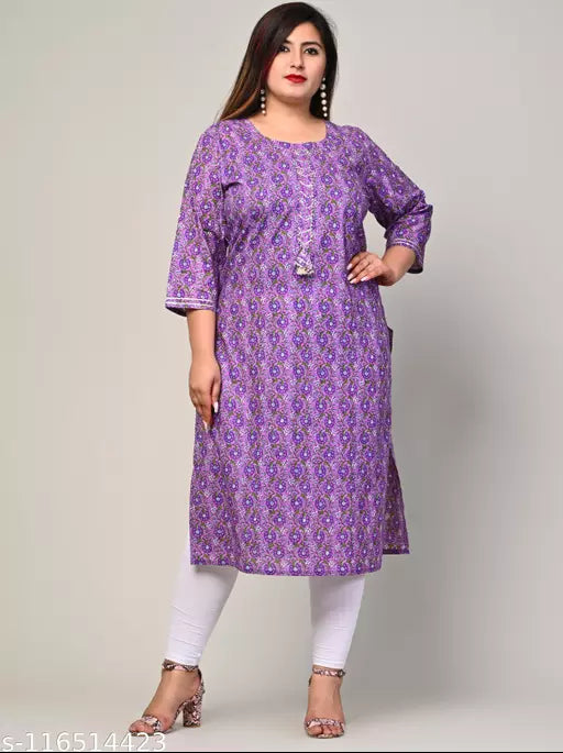 Swasti Plus Size  Women Printed Pure Cotton Straight Kurta