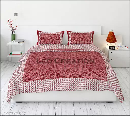 Jaipuri Pure Cotton Double Queen Bedsheet With 2 Pillow Covers