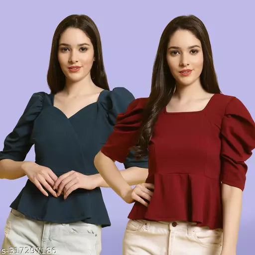 Clasic Casual Fashion Forward Women's Top - Pack of 2