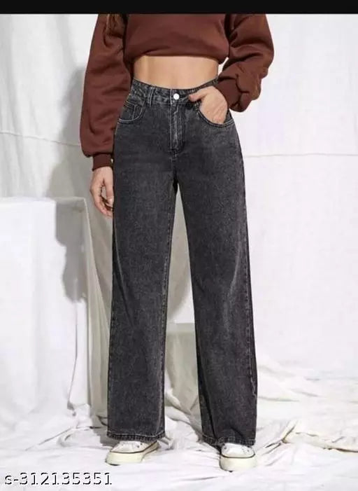 SAANU'S FASHION - STYLISH WIDE LEG DENIM JEANS FOR GIRLS & WOMEN