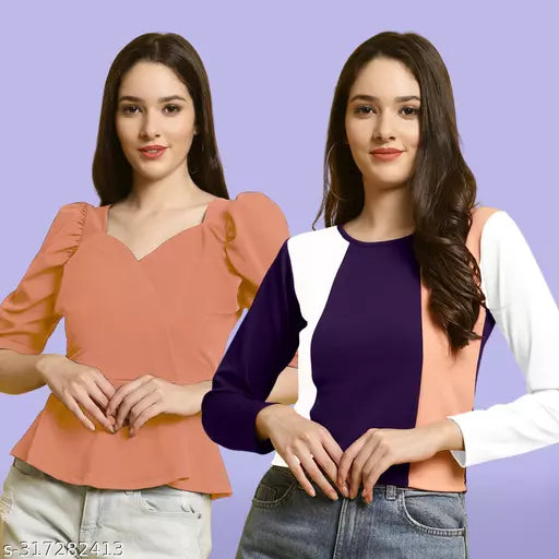 Clasic Casual Fashion Forward Women's Tops - Pack of 2