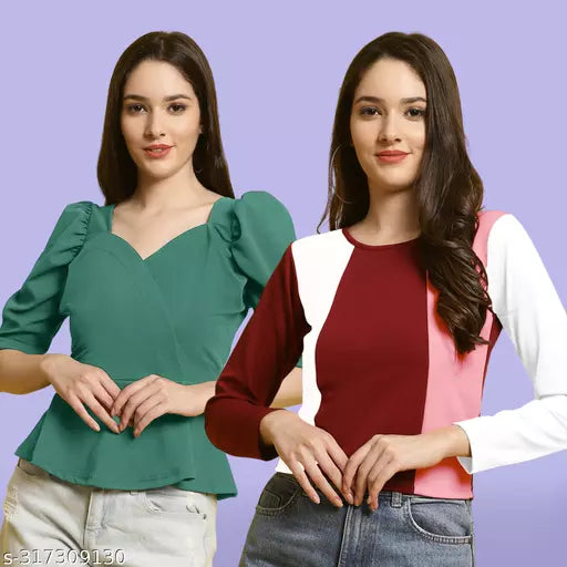 Clasic Casual Fashion Forward Women's Tops - Pack of 2