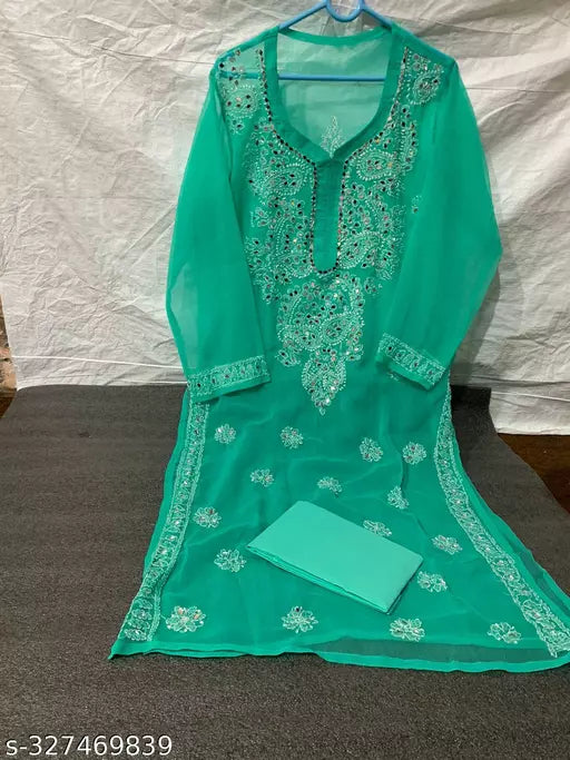 MIRROR WORK CHIKANKARI KURTI WITH INNER