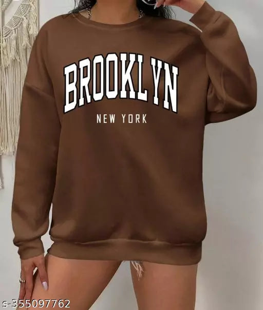 JKP COLLECTION  Unisex Brown  Brooklyn  Printed Fabric Fleece For Outdoor & Indoor Sweatshirt