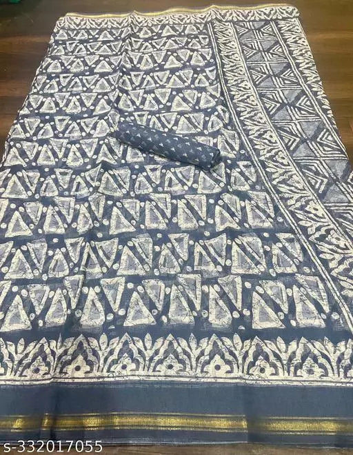 TRIO PRINTED COTTON BLENDED SAREE