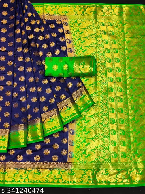 Morpich Fashion   Nylon Banarasi Silk Same Border Saree