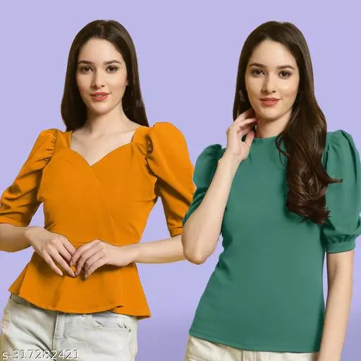 Clasic Casual Fashion Forward Women's Tops - Pack of 2