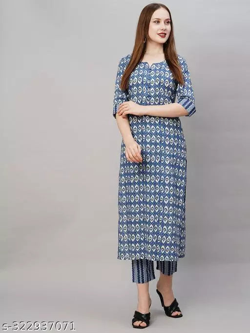 Anni Designer Women's Blue Ethnic Motifs Printed Kurta with Trouser