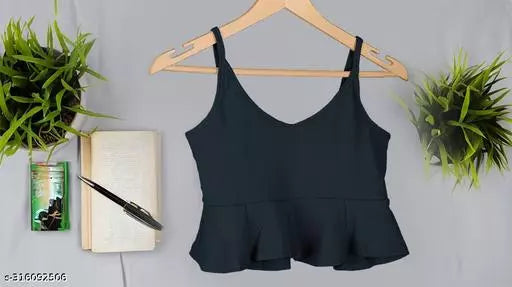 Women's Solid Cotton Rib Knit Crop Tank Top