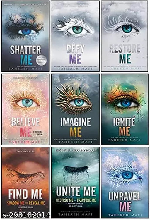Shatter Me Series Collection 9 Books Set By Tahereh Mafi(Unite Me  Believe Me  Imagine Me  Find Me  Unravel Me  Unravel Me  Defy Me  Restore Me  Ignite Me) Paperback – Box set