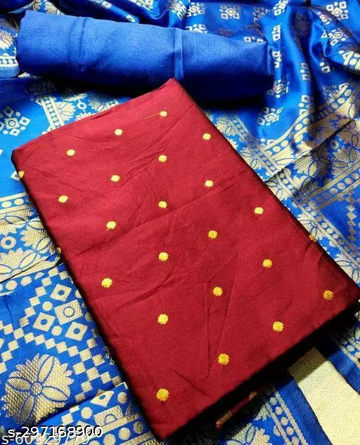 SUIT+RB CHOKTHA-RB PLAIN-MAROON BUTTI TOP