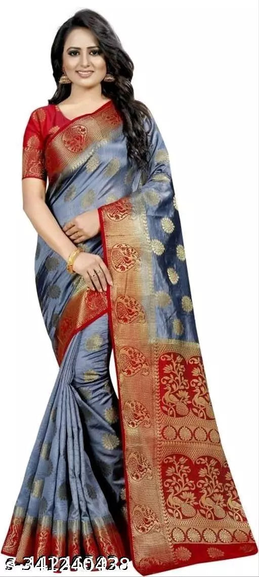 Morpich Fashion   Nylon Banarasi Silk Same Border Saree