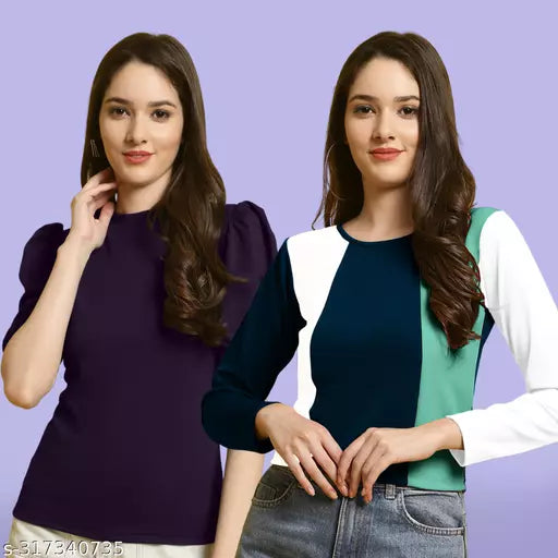 Clasic Casual Fashion Forward Women's Top - Pack of 2