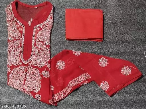MIRROR WORK CHIKANKARI KURTI WITH INNER