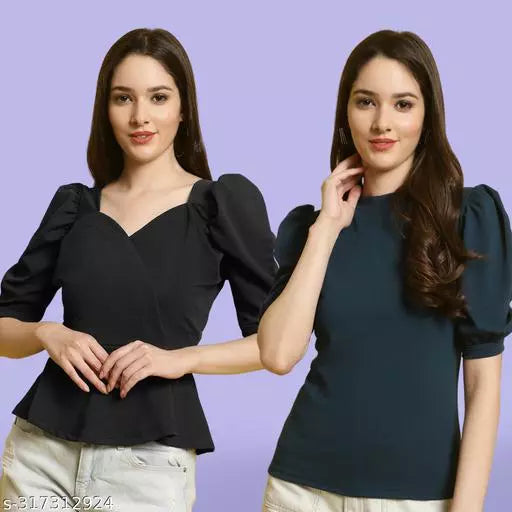 Clasic Casual Fashion Forward Women's Top - Pack of 2