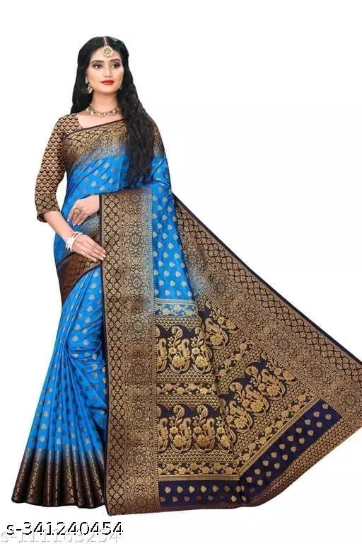 Morpich Fashion   Nylon Banarasi Silk Same Border Saree