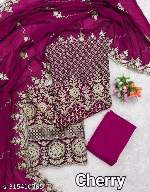 Trendy Fashionable Salwar Suits & Dress Materials Unstiched Patiala Embroidered Work Plus Double Layer Multiwork Sequence Work Georgette Salwar Suit & Dress Materials
