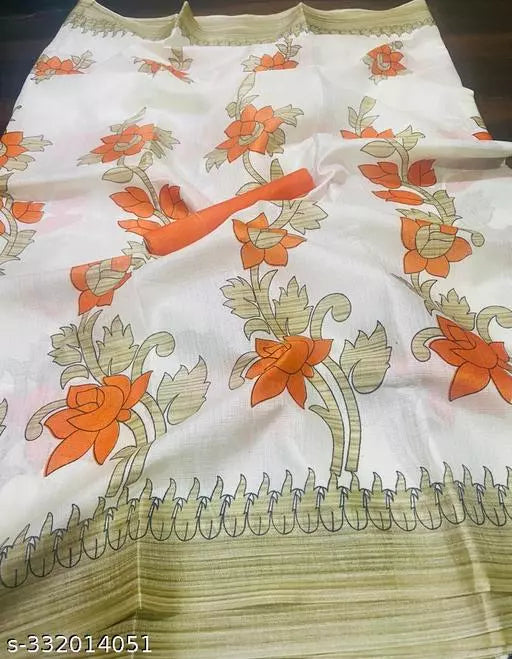 LIGHT WEIGHT FLORAL PRINTED KHADI SILK BLENDED SAREE