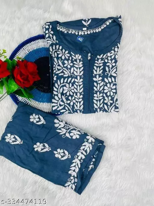 BEST FESTIVE WEAR CHIKANKARI WORK KURTA WITH PLAZZO
