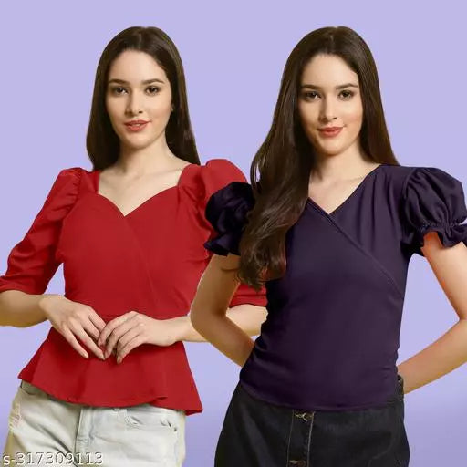 Clasic Casual Fashion Forward Women's Tops - Pack of 2