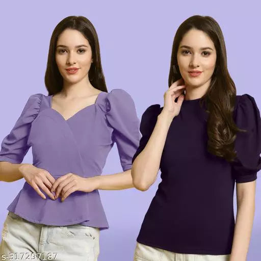 Clasic Casual Fashion Forward Women's Top - Pack of 2